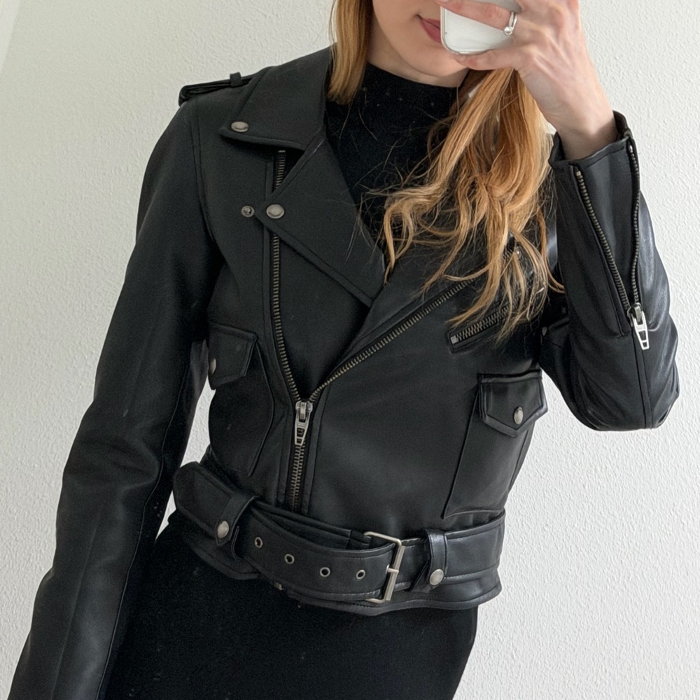 Black faux Leather Biker Jacket